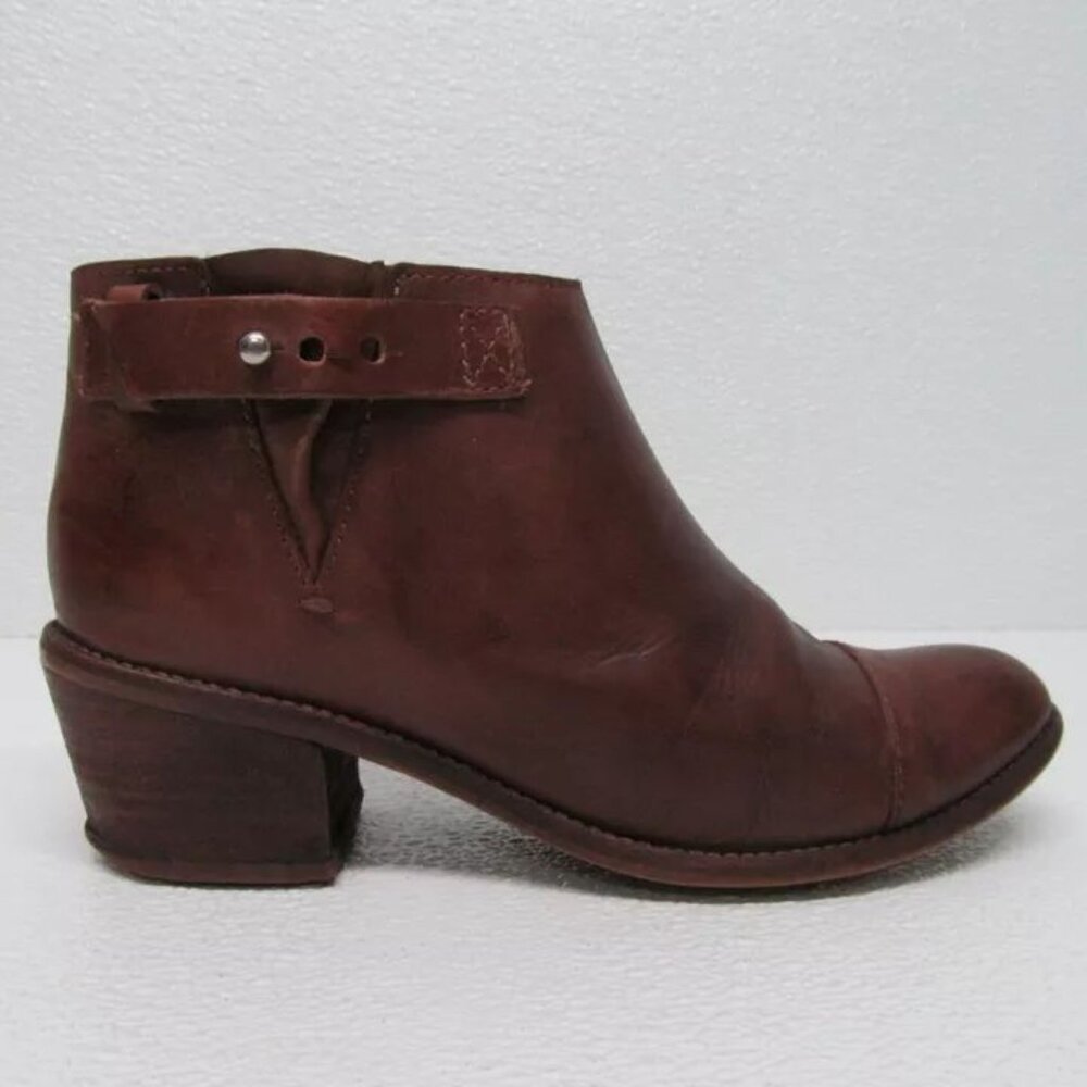 Madewell The Dakota Cut Off Brown Leather Booties Size 6